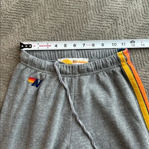 Aviator Nation Gray Joggers with Rainbow Side Stripe 5 SWEATPANTS - Size XSmall - Picture 10 of 14